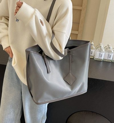 Grey New Large Capacity Tote Bag - Simple, Versatile Handbag for Casual Outings, Lightweight and Stylish