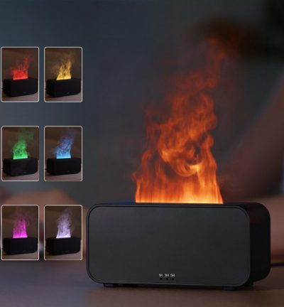 Black Timing Simulation Aroma Diffuser Usb Household Flame Humidifier Aromatherapy Machine Spray Air Flame Humidifier Diffuser