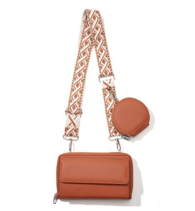 Brown 2-piece combination new mobile phone shoulder bag niche design one-shoulder messenger bag mobile phone bag multi-function wide shoulder strap mother-and-child bag