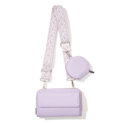 Light Purple 2-piece combination new mobile phone shoulder bag niche design one-shoulder messenger bag mobile phone bag multi-function wide shoulder strap mother-and-child bag