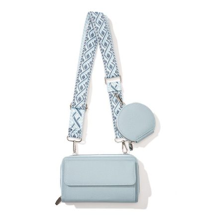 Light Blue 2-piece combination new mobile phone shoulder bag niche design one-shoulder messenger bag mobile phone bag multi-function wide shoulder strap mother-and-child bag