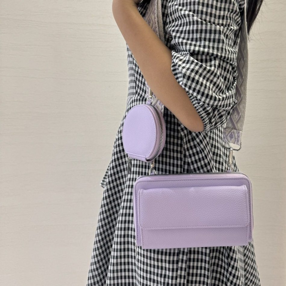 Light Blue 2-piece combination new mobile phone shoulder bag niche design one-shoulder messenger bag mobile phone bag multi-function wide shoulder strap mother-and-child bag - Image 2
