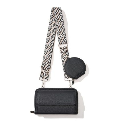 Black 2-piece combination new mobile phone shoulder bag niche design one-shoulder messenger bag mobile phone bag multi-function wide shoulder strap mother-and-child bag