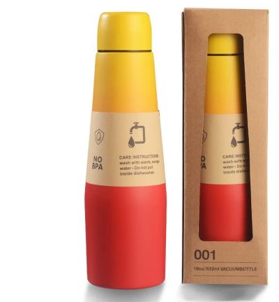 Yellow Red Gradient High-Quality Gradient Color Insulated Water Bottle – 304 Stainless Steel Vacuum Cup, Large Capacity, Portable Sports Bottle