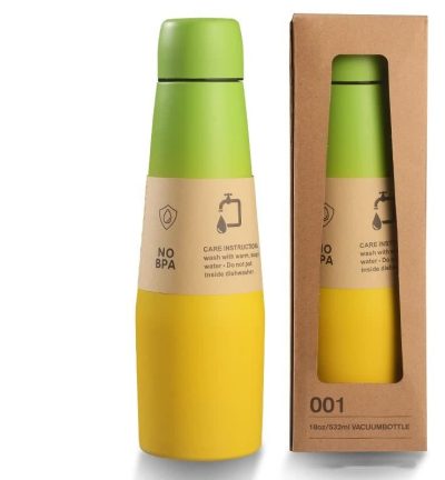 Yellow Green Gradient High-Quality Gradient Color Insulated Water Bottle - 304 Stainless Steel Vacuum Cup, Large Capacity, Portable Sports Bottle