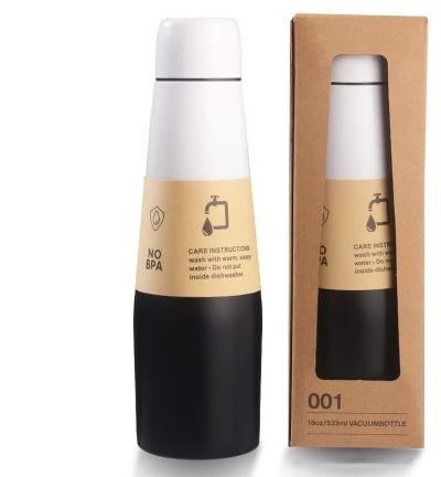 Black Whiten Gradient High-Quality Gradient Color Insulated Water Bottle - 304 Stainless Steel Vacuum Cup, Large Capacity, Portable Sports Bottle