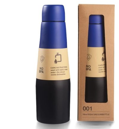 Black Blue Gradient High-Quality Gradient Color Insulated Water Bottle -304 Stainless Steel Vacuum Cup, Large Capacity, Portable Sports Bottle