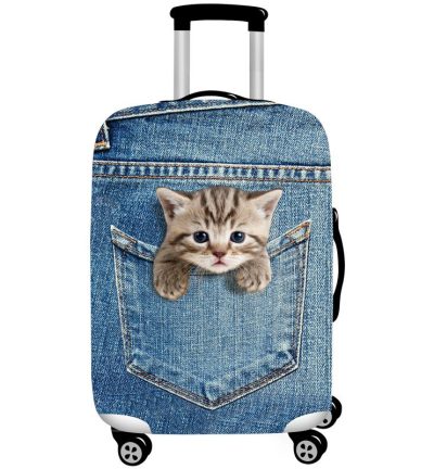 S 18-20 Inch Elastic Luggage Cover with Zipper, Travel Suitcase Protector, Scratch Resistant Luggage Cover