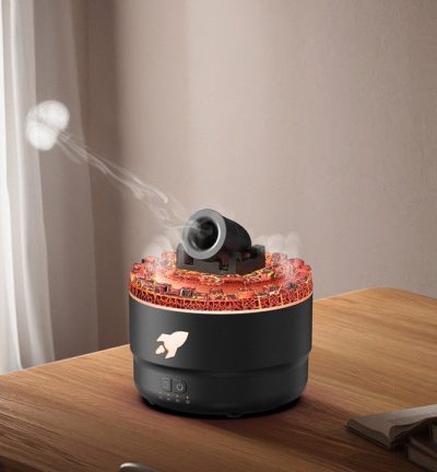 Black Creative Cannon-Shaped Aromatherapy Diffuser with Colorful LED Lights, 280ml Ultrasonic Humidifier, Dual Mist Modes, Desktop Small Air Freshener