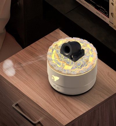 White Creative Cannon-Shaped Aromatherapy Diffuser with Colorful LED Lights, 280ml Ultrasonic Humidifier, Dual Mist Modes, Desktop Small Air Freshener