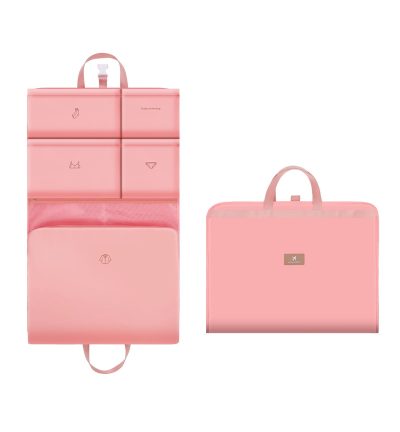 Dark Pink Travel Storage Organizer Bag - Multi-Compartment Lightweight Foldable Luggage Organizer for Clothes, Underwear, and Accessories - Portable and Durable Packing Solution for Travel & Business Trips