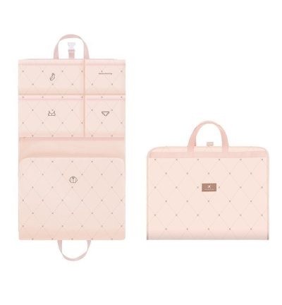 Light Pink Travel Storage Organizer Bag - Multi-Compartment Lightweight Foldable Luggage Organizer for Clothes, Underwear, and Accessories - Portable and Durable Packing Solution for Travel & Business Trips