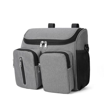 Grey Portable Baby Stroller Organizer Bag - Multi-Purpose Diaper Storage Bag for Moms, Lightweight and Travel-Friendly