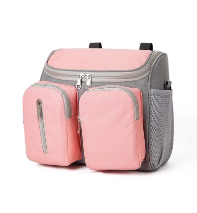 Pink Portable Baby Stroller Organizer Bag - Multi-Purpose Diaper Storage Bag for Moms, Lightweight and Travel-Friendly