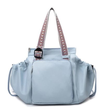 Blue Convertible Multifunctional Baby Cradle Travel Bag - Women's Backpack, Shoulder Bag, Mummy Bag with Expandable Storage