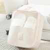 2 Pcs Off White Waterproof Foldable Travel Shoe Storage Bag, Three-Layer Design Shoe Organizer, Portable Shoe Pouch for Trips