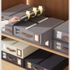2 Pcs Gery Non-Woven Fabric Storage Box with Lid - Transparent Window, Moisture-Proo - Image 4
