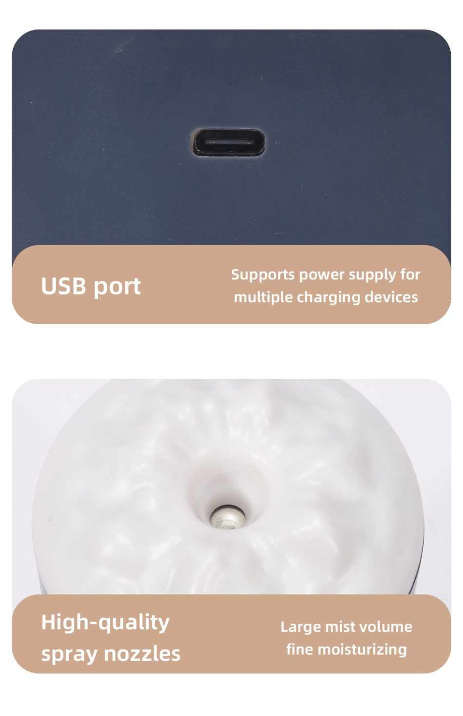 2PCS White Portable 350ML LED Desk Humidifier with Non-Wet Design - Silent Cool Mist for Home, Office, and Car - Image 4