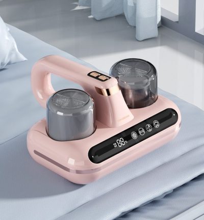 Pink With humidity display Wireless Dust Mite Vacuum Cleaner with UV Sterilization and 10000Pa Suction - Model HK-518