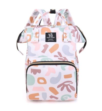 Large Capacity Multi-Functional Baby Diaper Backpack - Stylish and Travel-Friendly Mummy Bag Geometric Orange