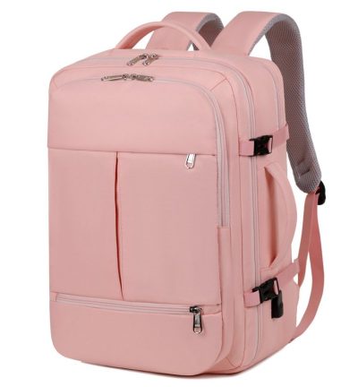 Large Capacity Travel Backpack with USB Charging Port - Pink