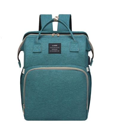 Multifunctional Diaper Backpack with Mosquito Net and Insulated Pockets - Green