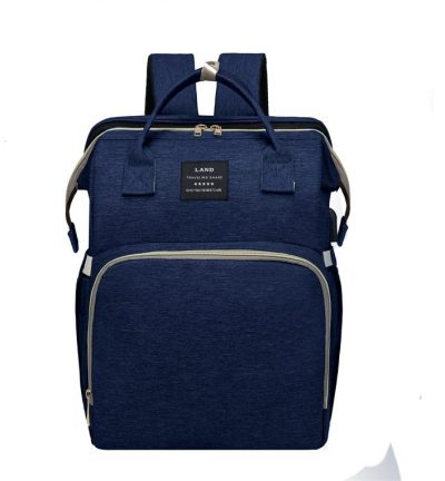 Multifunctional Diaper Backpack with Mosquito Net and Insulated Pockets - Blue