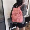 Lightweight Quilted Nylon Backpack with Adjustable Straps - Red - Image 2
