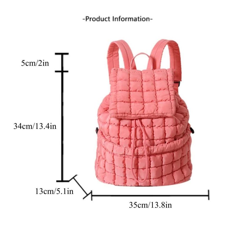 Lightweight Quilted Nylon Backpack with Adjustable Straps - Purple - Image 4