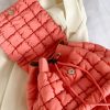 Lightweight Quilted Nylon Backpack with Adjustable Straps - Khaki - Image 3