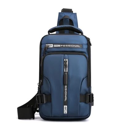 Blue Compact Multi-Function Nylon Chest Bag - Stylish and Practical