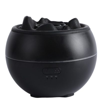 Volcanic Flame Aroma Diffuser (Black Crack Style)- 360ml Ultrasonic Humidifier with 7-Color LED Light and Adjustable Mist for Home and Office