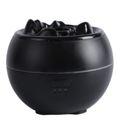 Volcanic Flame Aroma Diffuser (Black Ordinary Style)- 360ml Ultrasonic Humidifier with 7-Color LED Light and Adjustable Mist for Home and Office