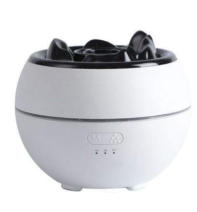Volcanic Flame Aroma Diffuser (White Ordinary Style)- 360ml Ultrasonic Humidifier with 7-Color LED Light and Adjustable Mist for Home and Office