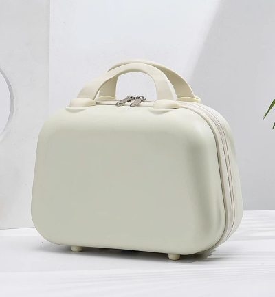 White Handheld Makeup Organizer - Compact and Portable Cosmetic Storage Case with Multiple Color Options