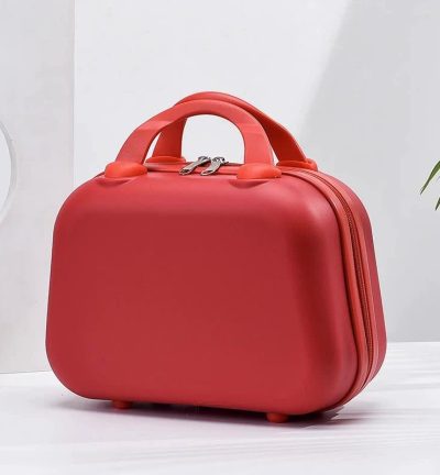 Red Handheld Makeup Organizer - Compact and Portable Cosmetic Storage Case with Multiple Color Options