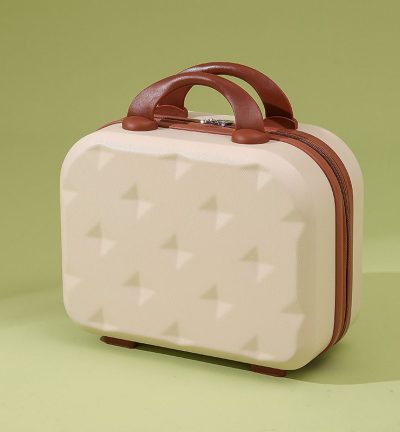 Off White 14-inch Mini Handheld Luggage Case - Stylish Makeup and Storage Box with ABS Shell