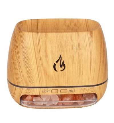 Wooden LED Flame Aromatherapy Diffuser with Humidifier - Ambient Light Essential Oil Diffuser