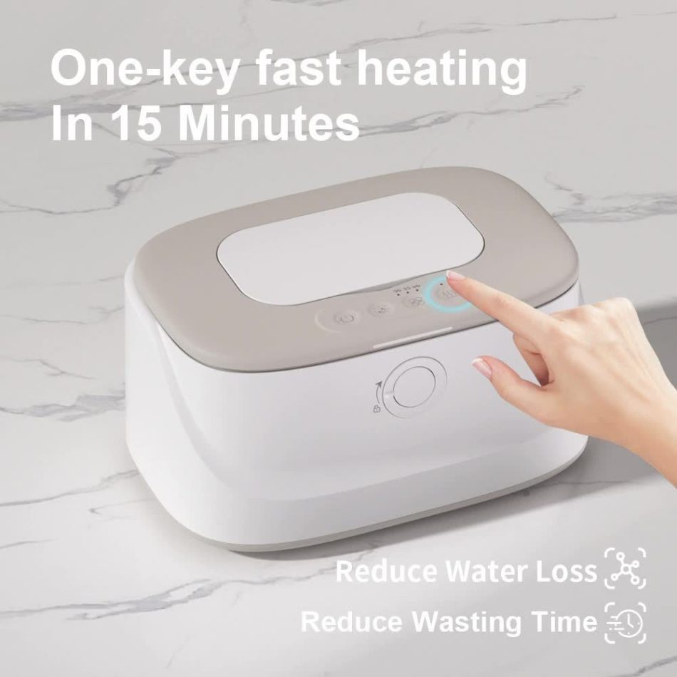 Grey USB-Powered Baby Wet Wipes Warmer - Portable and Adjustable Heating - Image 3
