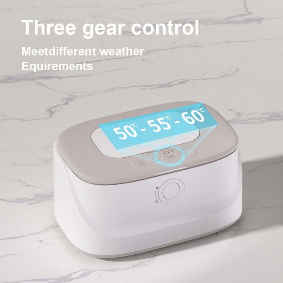 Grey USB-Powered Baby Wet Wipes Warmer - Portable and Adjustable Heating - Image 4