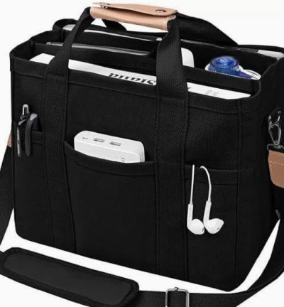 Black Multi-Functional Canvas Tote Bag with Adjustable Strap - Spacious and Durable