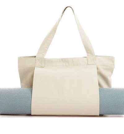 Khaki Yoga Mat Tote Bag - Multi-Purpose Gym Bag with Yoga Mat Holder