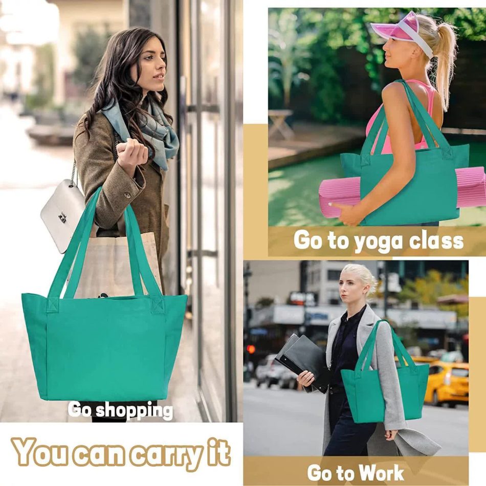 Green Yoga Mat Tote Bag - Multi-Purpose Gym Bag with Yoga Mat Holder - Image 2