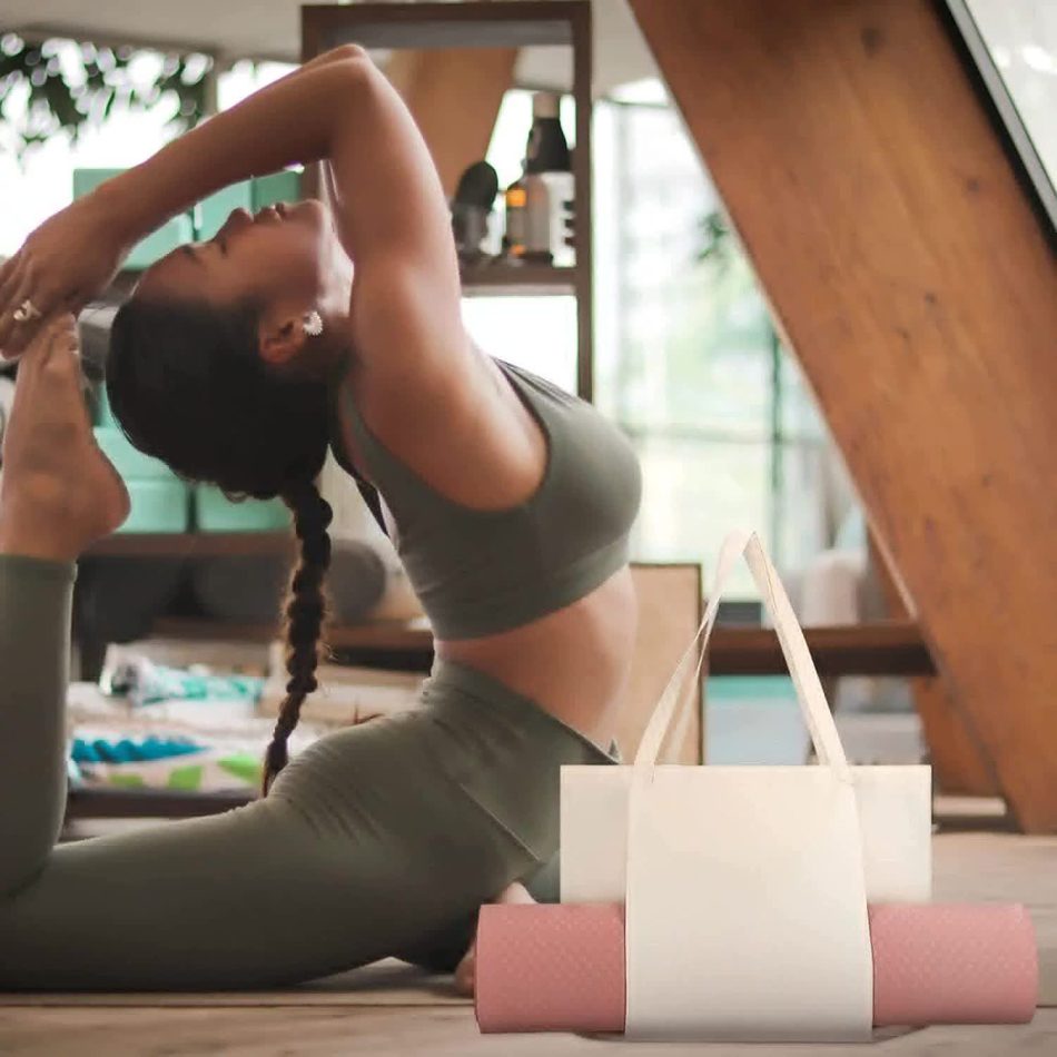 Apricot Yoga Mat Tote Bag - Multi-Purpose Gym Bag with Yoga Mat Holder - Image 4