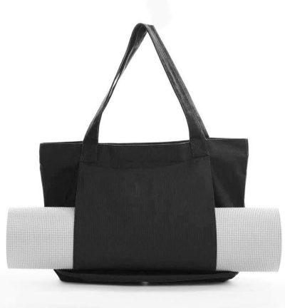 Black Yoga Mat Tote Bag - Multi-Purpose Gym Bag with Yoga Mat Holder