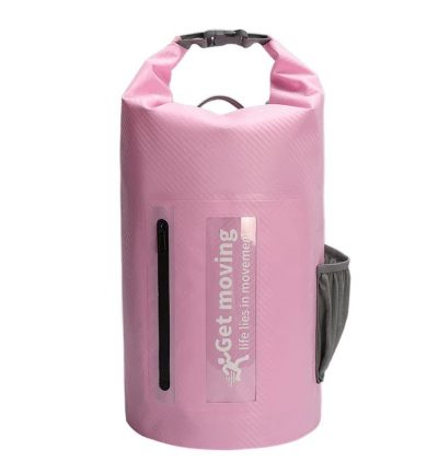 Pink 10L Multifunctional Waterproof Dry Bag Backpack - Roll-Top Outdoor Bag for Water Sports and Travel