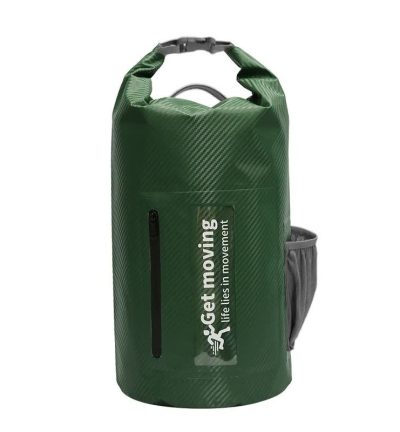Green 10L Multifunctional Waterproof Dry Bag Backpack - Roll-Top Outdoor Bag for Water Sports and Travel