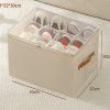 Beige Multi-Compartment Shoe Organizer Storage Box - Space-Saving and Convenient for Closet Organization