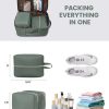 Off White 40L Large Capacity Travel Business Backpack with Expandable Compartments, Including 2 Toiletry Bags and Shoe Bag - Durable Oxford Fabric - Image 4