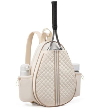 Off White Lightweight Waterproof Tennis Racket Backpack - Multifunction Sling and Backpack for Men and Women(The water cup racket is a shooting prop and is not included)